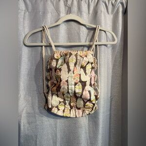 Feather and fringe drawstring Backpack